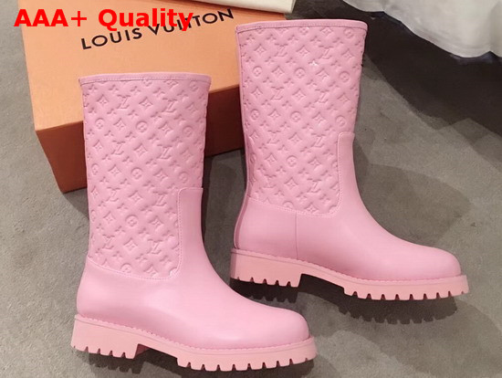 Louis Vuitton Half Boot in Pink Taurillon Monogram Leather and Plain Calf Leather Replica