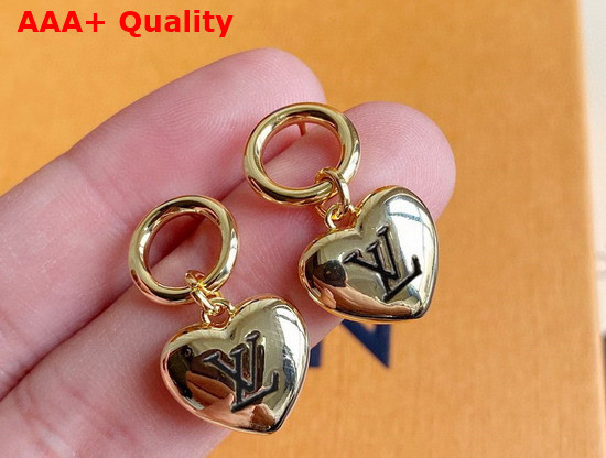 Louis Vuitton Heart Earrings Gold Color Hardware Replica