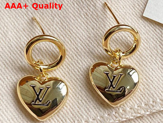 Louis Vuitton Heart Earrings Gold Color Hardware Replica