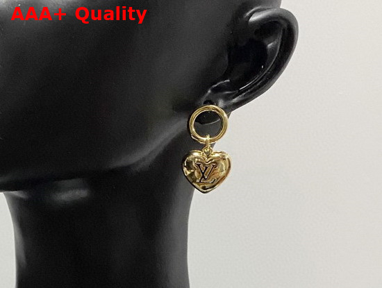 Louis Vuitton Heart Earrings Gold Color Hardware Replica