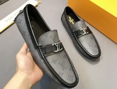 Louis Vuitton Hockenheim Mocassin Gray Monogram Canvas and Black Calf Leather Replica