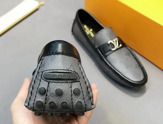 Louis Vuitton Hockenheim Mocassin Gray Monogram Canvas and Black Calf Leather Replica