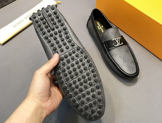 Louis Vuitton Hockenheim Mocassin Gray Monogram Canvas and Black Calf Leather Replica