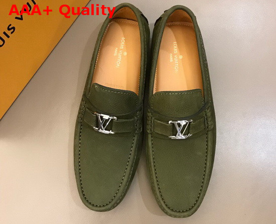 Louis Vuitton Hockenheim Mocassin Khaki Green Calf Leather Replica