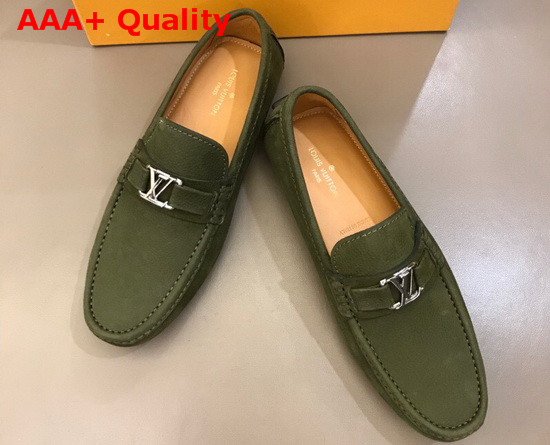 Louis Vuitton Hockenheim Mocassin Khaki Green Calf Leather Replica