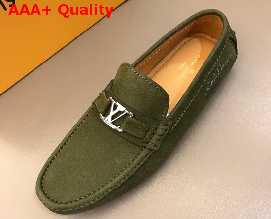 Louis Vuitton Hockenheim Mocassin Khaki Green Calf Leather Replica