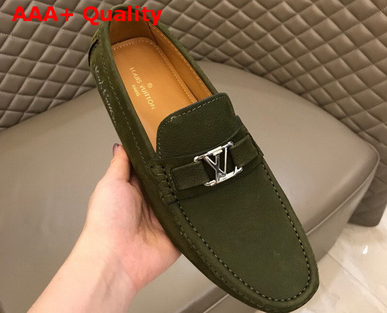 Louis Vuitton Hockenheim Mocassin Khaki Green Calf Leather Replica