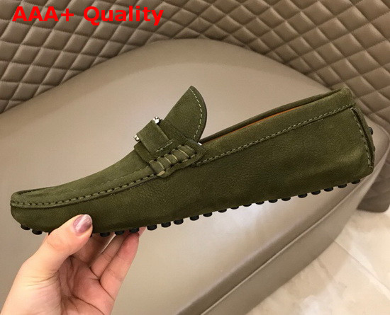 Louis Vuitton Hockenheim Mocassin Khaki Green Calf Leather Replica