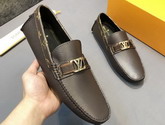 Louis Vuitton Hockenheim Mocassin Moka Brown Grained Calf Leather and Monogram Canvas 1A917Q Replica