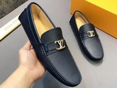 Louis Vuitton Hockenheim Mocassin Navy Blue Calf Leather and Taiga Calf Leather 1A9HZ8 Replica