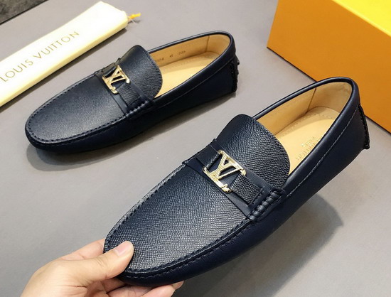 Louis Vuitton Hockenheim Mocassin Navy Blue Calf Leather and Taiga Calf Leather 1A9HZ8 Replica