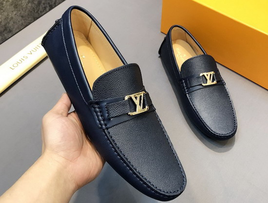 Louis Vuitton Hockenheim Mocassin Navy Blue Calf Leather and Taiga Calf Leather 1A9HZ8 Replica