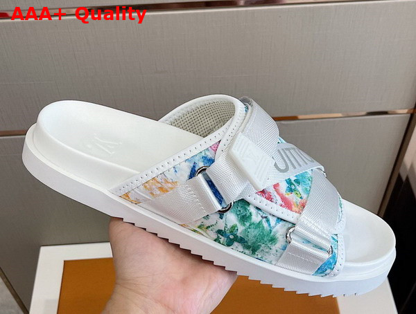 Louis Vuitton Honolulu Mule in White Pastel Monogram Textile 1A8K5Z Replica