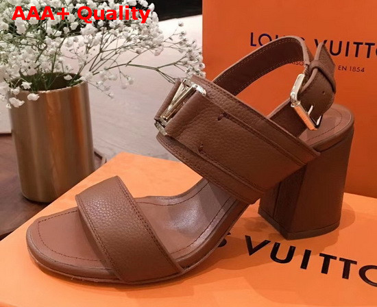 Louis Vuitton Horizon Sandal Cognac Grained Calf Leather 1A63XH Replica