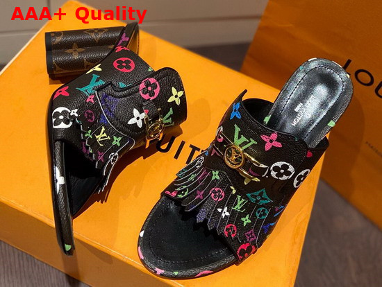 Louis Vuitton Indiana Mule in Black Multicolor Monogram Canvas Replica