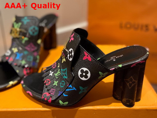 Louis Vuitton Indiana Mule in Black Multicolor Monogram Canvas Replica