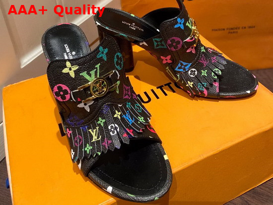 Louis Vuitton Indiana Mule in Black Multicolor Monogram Canvas Replica