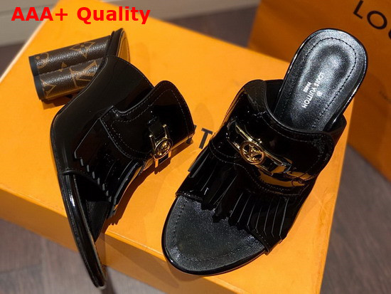 Louis Vuitton Indiana Mule in Black Patent Leather Replica