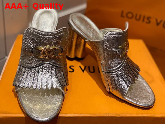 Louis Vuitton Indiana Mule in Gold Metallic Calf Leather 1A87SI Replica