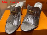 Louis Vuitton Indiana Mule in Silver Metallic Calf Leather 1A87SX Replica