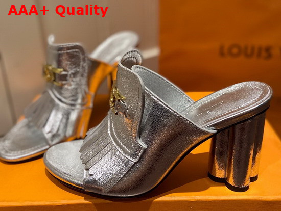 Louis Vuitton Indiana Mule in Silver Metallic Calf Leather 1A87SX Replica