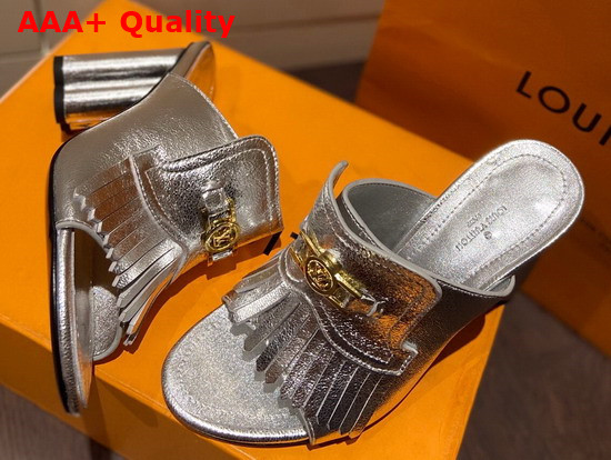 Louis Vuitton Indiana Mule in Silver Metallic Calf Leather 1A87SX Replica