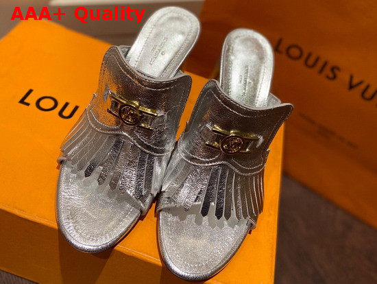 Louis Vuitton Indiana Mule in Silver Metallic Calf Leather 1A87SX Replica