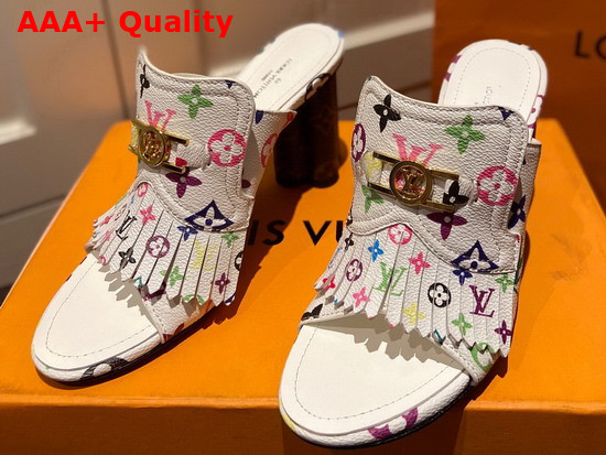 Louis Vuitton Indiana Mule in White Multicolor Monogram Canvas Replica