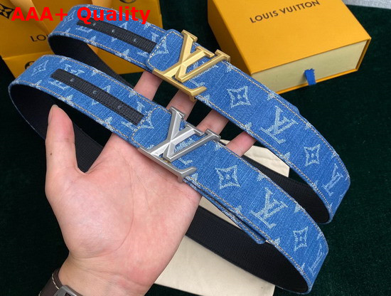 Louis Vuitton Initiales 40mm Belt in Blue Monogram Denim Replica