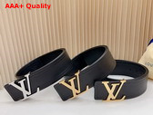 Louis Vuitton Initiales 55mm Wide Belt in Black Calfskin Replica