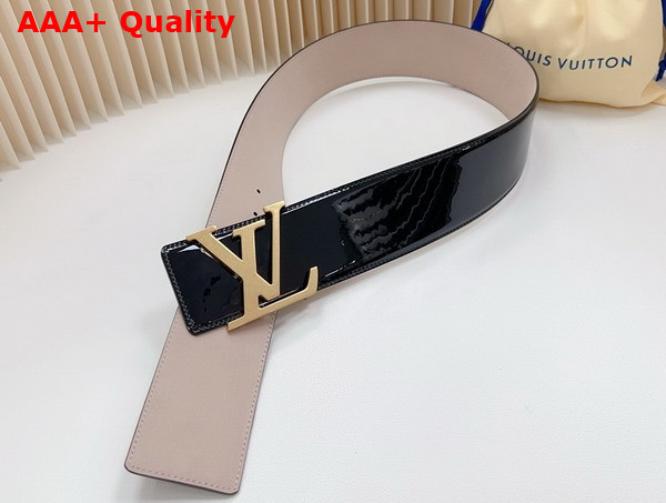 Louis Vuitton Initiales 55mm Wide Belt in Black Patent Leather Replica