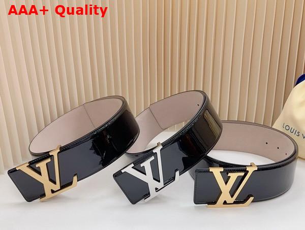 Louis Vuitton Initiales 55mm Wide Belt in Black Patent Leather Replica