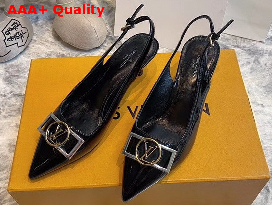 Louis Vuitton Insider Slingback Pump Noir Patent Calf Leather 1A66BS Replica