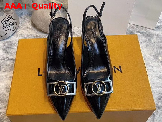 Louis Vuitton Insider Slingback Pump Noir Patent Calf Leather 1A66BS Replica