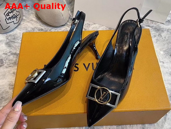 Louis Vuitton Insider Slingback Pump Noir Patent Calf Leather 1A66BS Replica