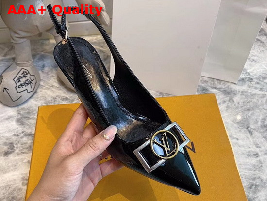 Louis Vuitton Insider Slingback Pump Noir Patent Calf Leather 1A66BS Replica