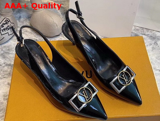 Louis Vuitton Insider Slingback Pump Noir Patent Calf Leather 1A66BS Replica