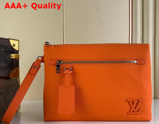 Louis Vuitton Ipad Pouch Orange Grained Calf Leather Replica