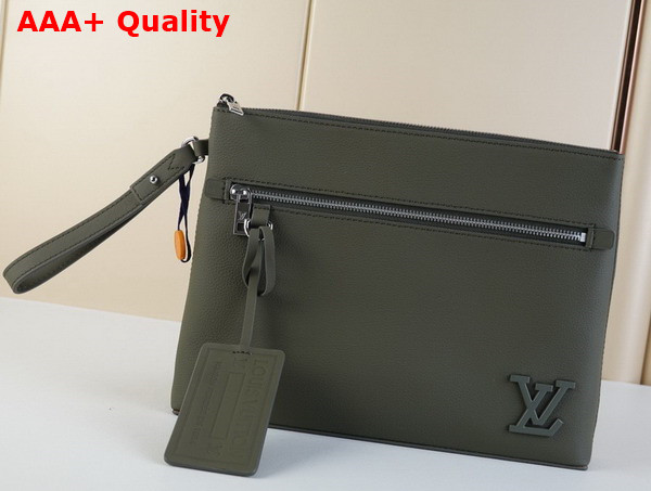 Louis Vuitton Ipad Pouch in Khaki LV Aerogram Cowhide Leather M81735 Replica