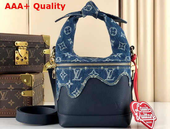 Louis Vuitton Japanese Cruiser Blue Monogram Denim and Navy Blue Taurillon Leather M45970 Replica