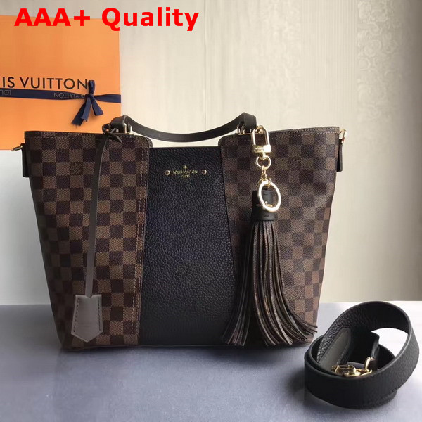 Louis Vuitton Jersey Damier Ebene Coated Canvas and Black Taurillon Leather Exterior Replica