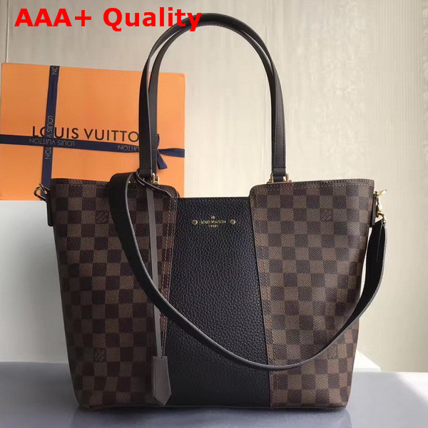 Louis Vuitton Jersey Damier Ebene Coated Canvas and Black Taurillon Leather Exterior Replica