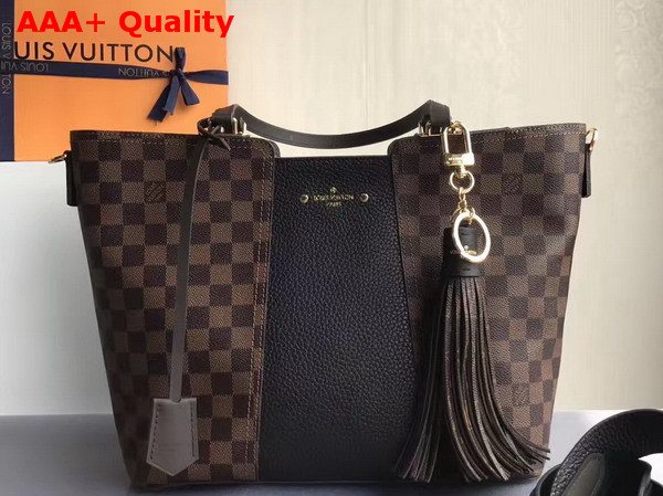 Louis Vuitton Jersey Damier Ebene Coated Canvas and Black Taurillon Leather Exterior Replica