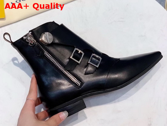 Louis Vuitton Jumble Flat Ankle Boot in Black Calf Leather 1A57AL Replica