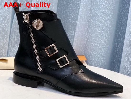 Louis Vuitton Jumble Flat Ankle Boot in Black Calf Leather 1A57AL Replica