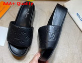 Louis Vuitton Jumbo Platform Mule in Black Monogram Embossed Lambskin 1A8N3U Replica