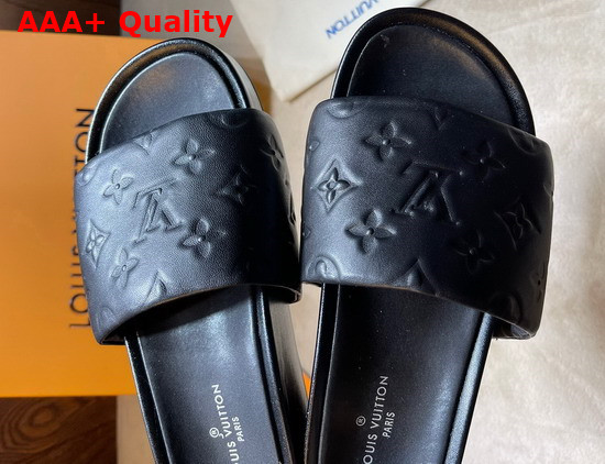 Louis Vuitton Jumbo Platform Mule in Black Monogram Embossed Lambskin 1A8N3U Replica