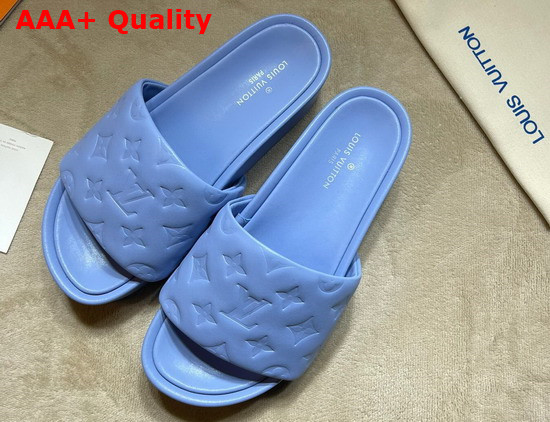 Louis Vuitton Jumbo Platform Mule in Blue Monogram Embossed Lambskin 1A8N50 Replica