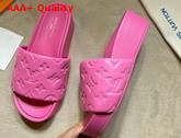 Louis Vuitton Jumbo Platform Mule in Rose Pop Monogram Embossed Lambskin 1A8N4M Replica