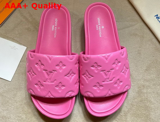 Louis Vuitton Jumbo Platform Mule in Rose Pop Monogram Embossed Lambskin 1A8N4M Replica